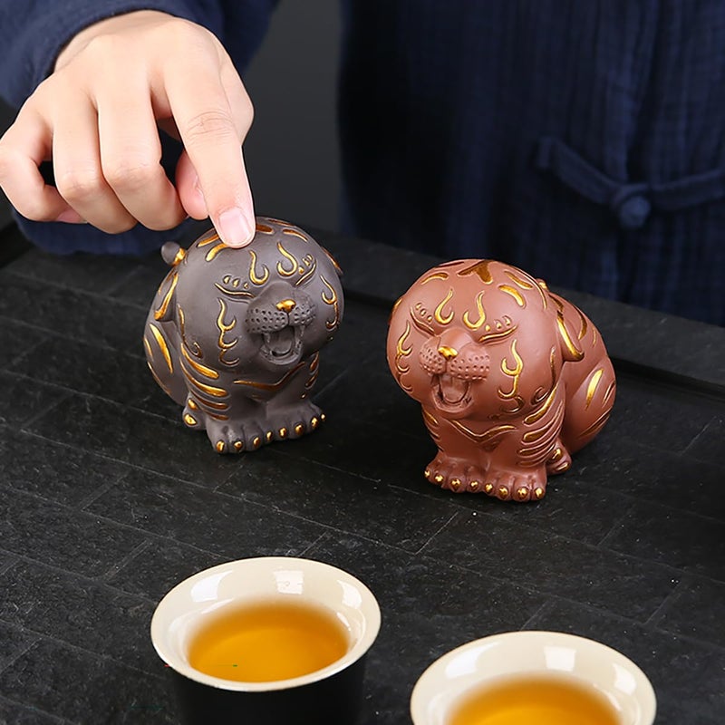 Hoobar Zisha Kung Fu Tea Pet - Cute Tiger Ceramic Decoration Ornament for Tea Fans - Image 4